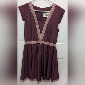 Pink Martini Burgundy Safety-Pin Apron Dress